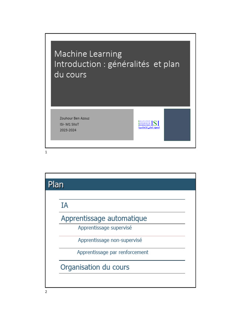 Introduction au Machine Learning SIIoT | PDF | Apprentissage ...