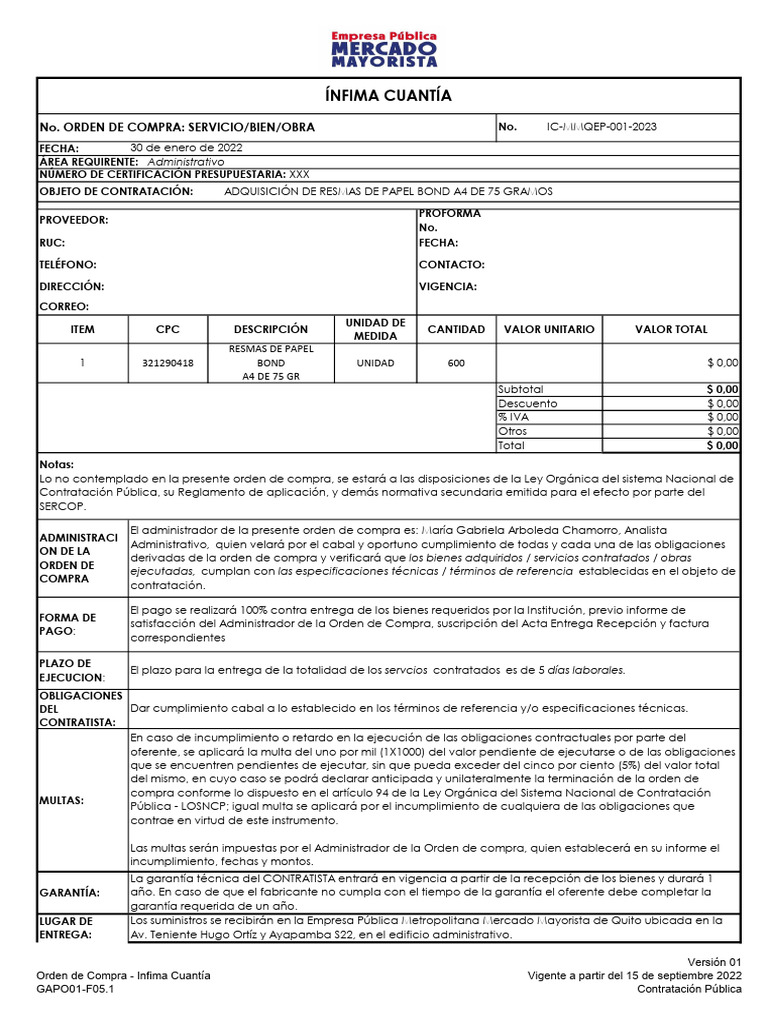 Orden de Compra Borrador | PDF | Presupuesto | Multa (pena)