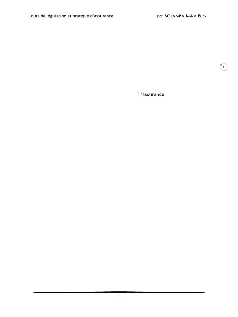 Cours de Legislation Et Pratique D'assurances ULM | PDF | Assurance ...