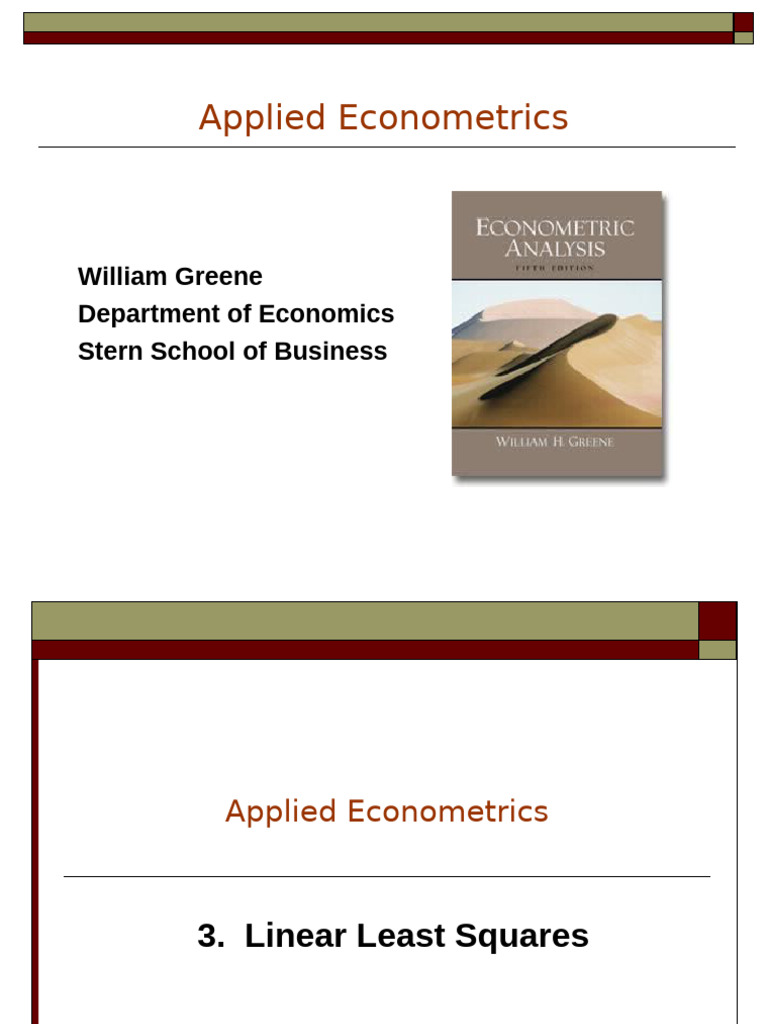 Econometrics I 3 | PDF | Ordinary Least Squares | Least Squares