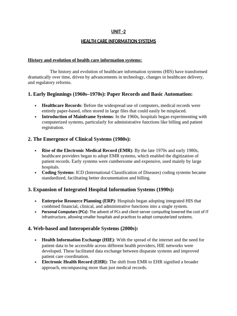 Evolution of Healthcare Information Systems | PDF | Electronic Health ...