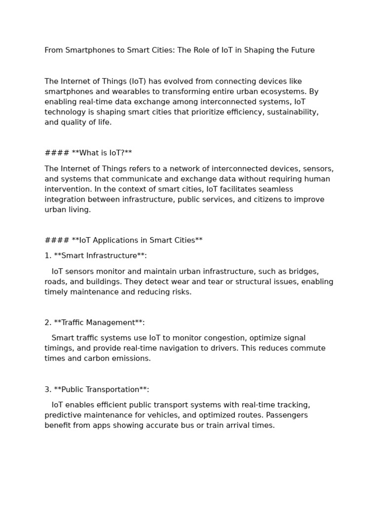 IoT's Impact on Smart Cities Today | PDF | Internet Of Things ...