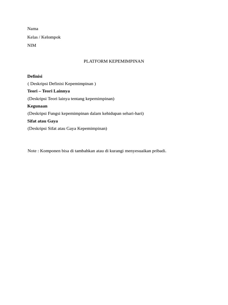 Platform Kempemimpinan Komponen | PDF