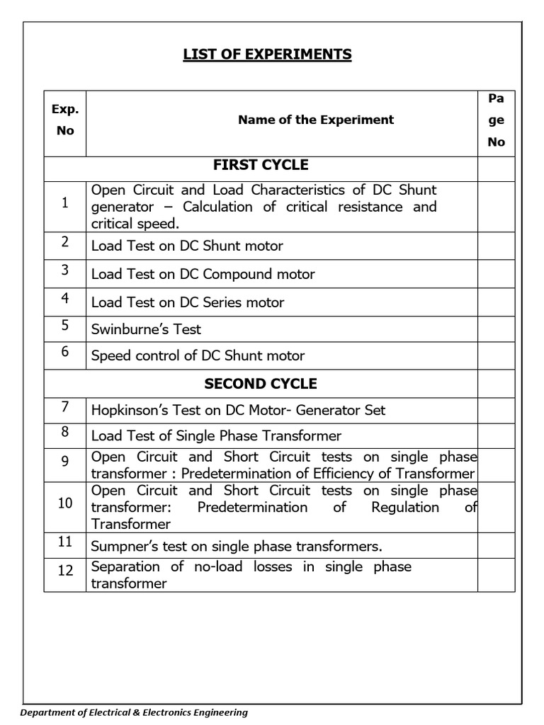 Electrical Engineering Lab Experiments | PDF | Transformer | Voltage