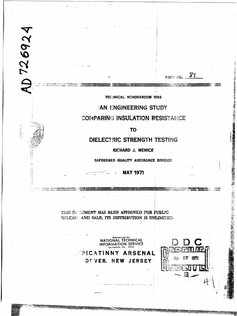Public Reading Insulation Resistance and Dielectric Strength Tests