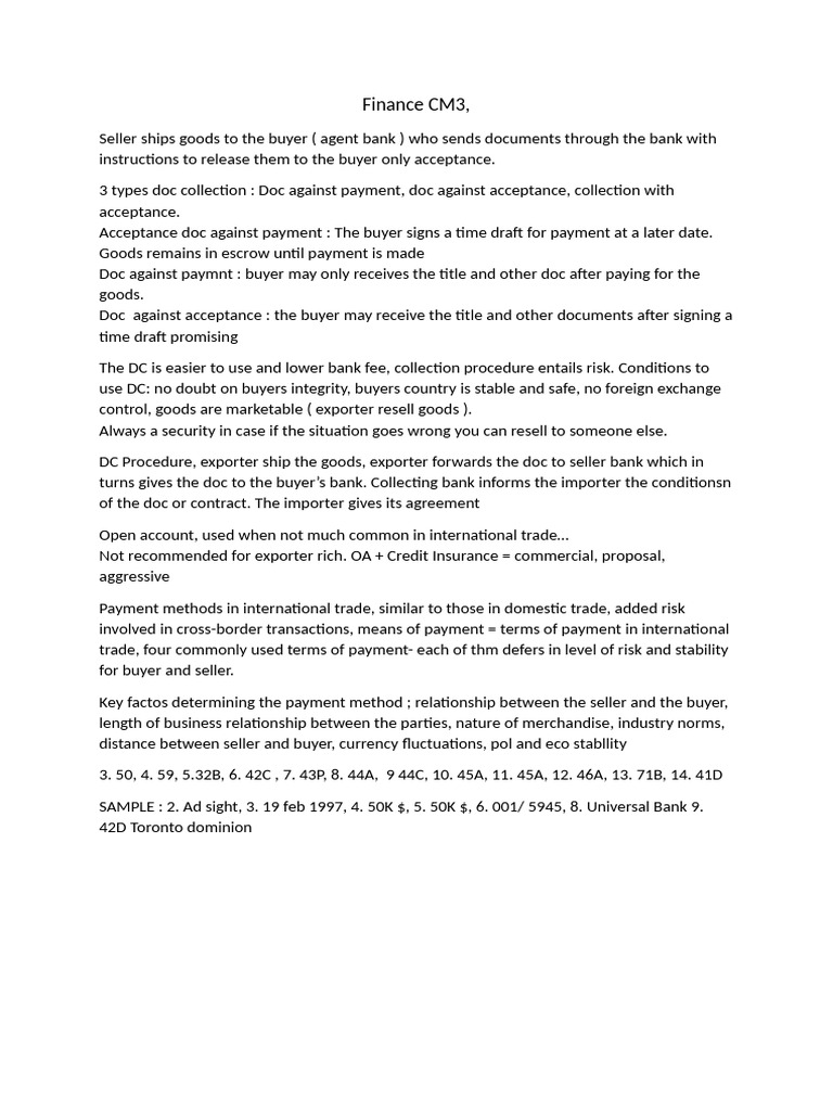 Understanding Document Collections in Trade | PDF
