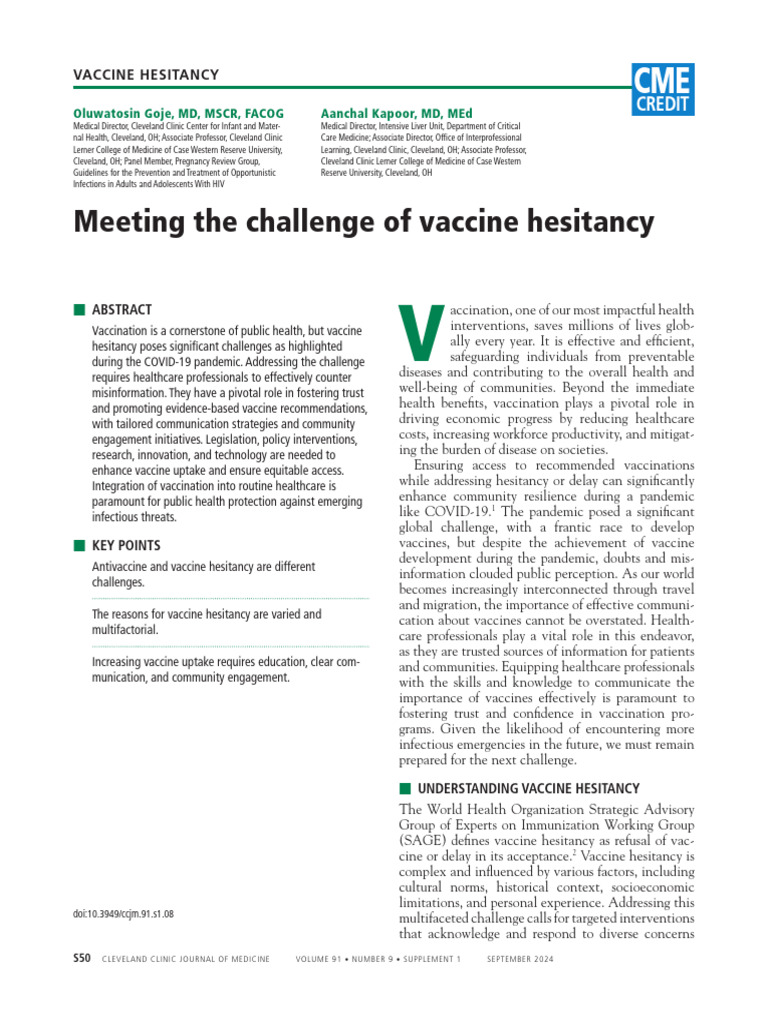 Meeting The Challenge of Vaccine Hesitancy | PDF | Vaccines | Vaccination
