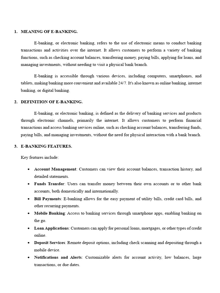 E Banking Notes | PDF | Automated Teller Machine | Online Banking