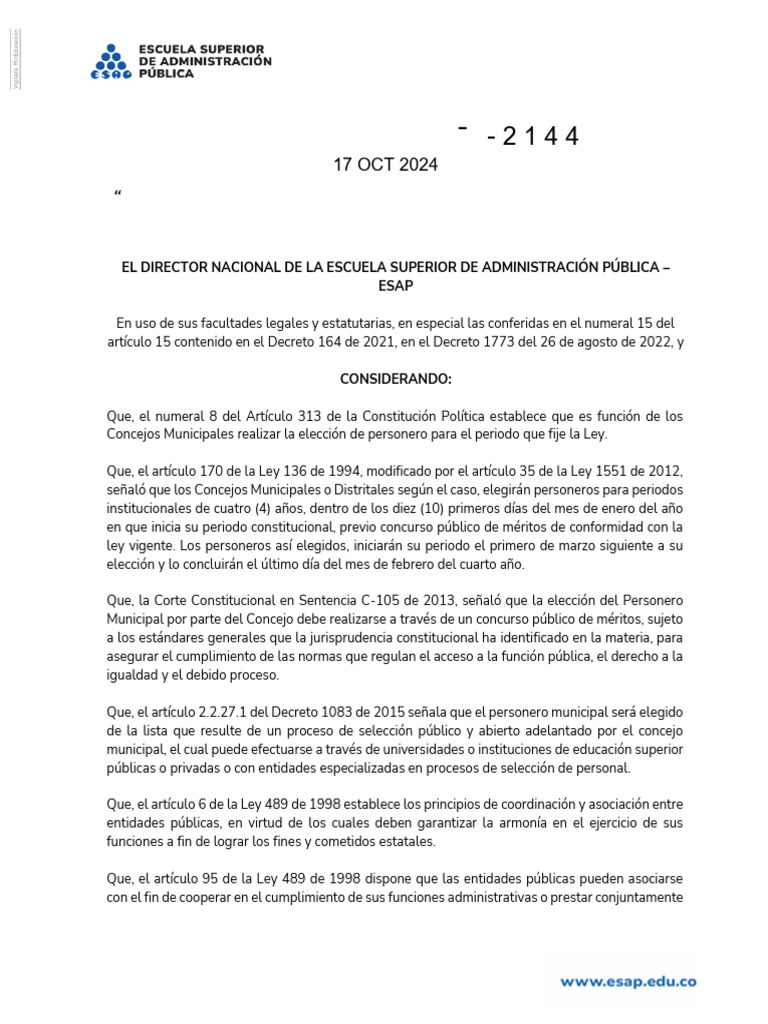 Por Medio de La Cual Se Establece El Cronograma Del Concurso Público de ...