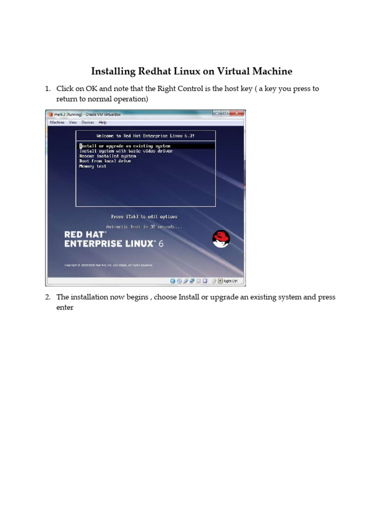 Installing Red Hat Linux VM Guide | PDF | Ip Address | Computer Network