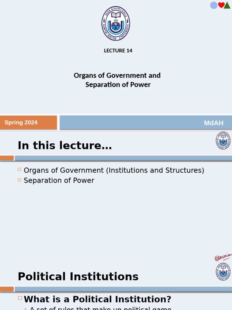 Lec 14 Organ of Government and Separation of Power | PDF | Separation ...