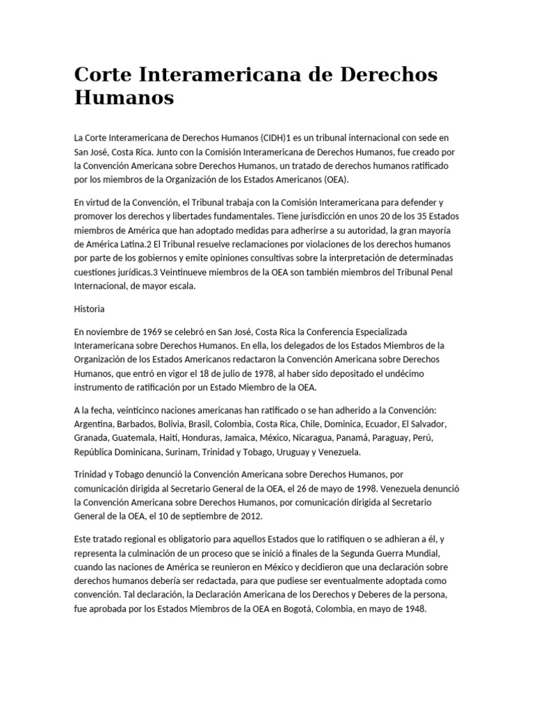 Corte Interamericana de Derechos Humanos | PDF | Organización ...