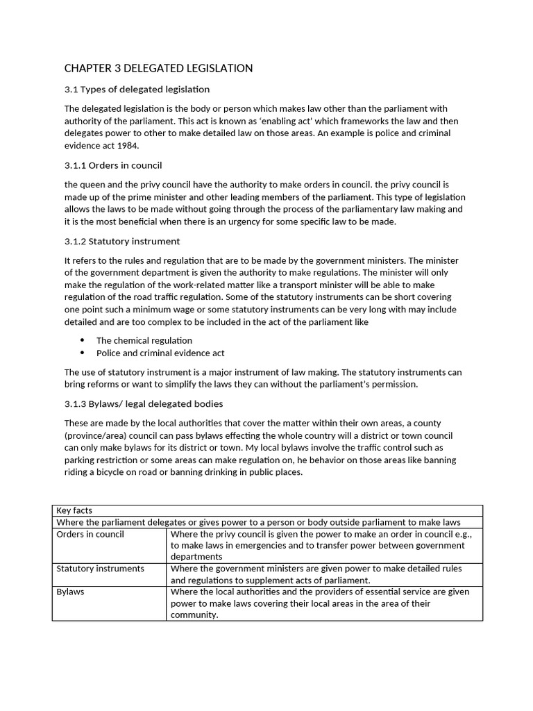 Understanding Delegated Legislation Types | PDF | Government | Justice