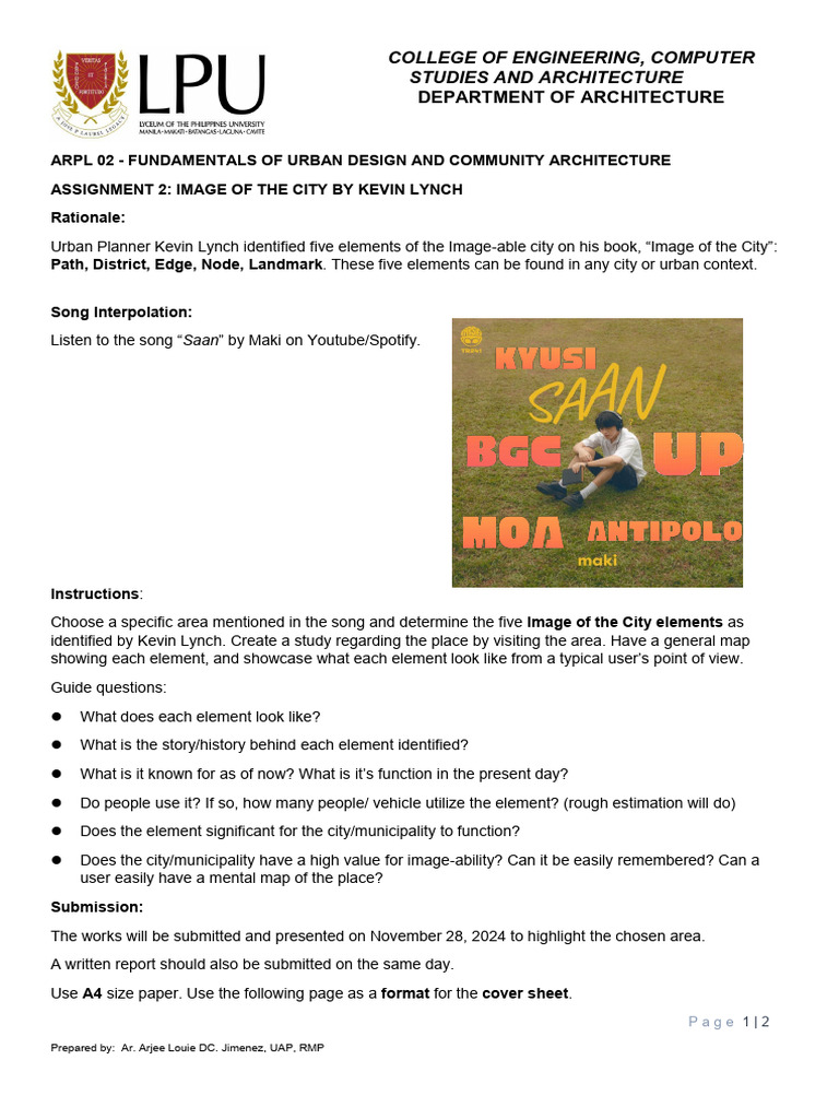 Arpl 2 Assignment 2 Image of The City | PDF
