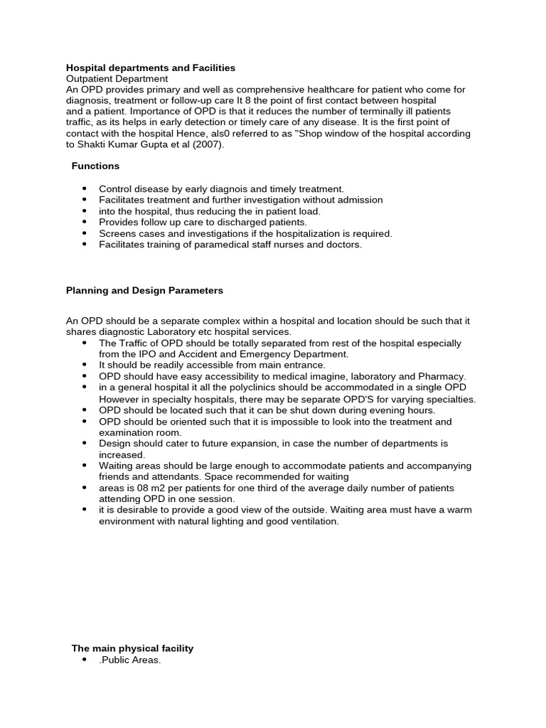 Overview of Hospital Departments | PDF | Hospital | Emergency Department