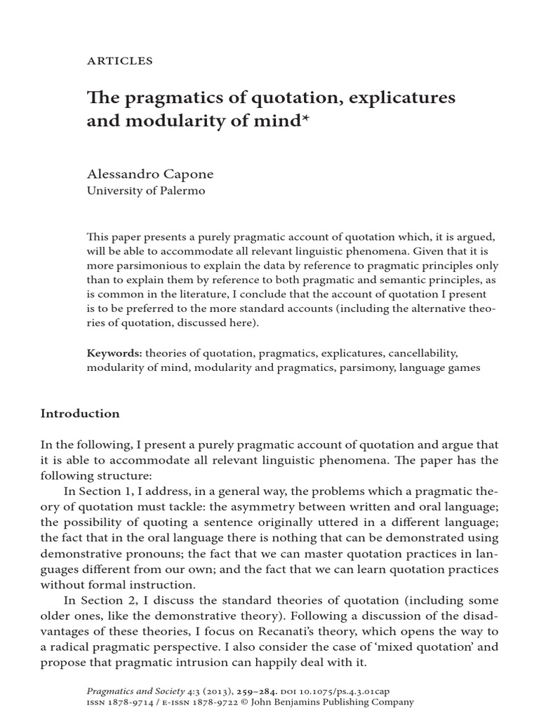 Capone 2013 | PDF | Truth | Occam's Razor