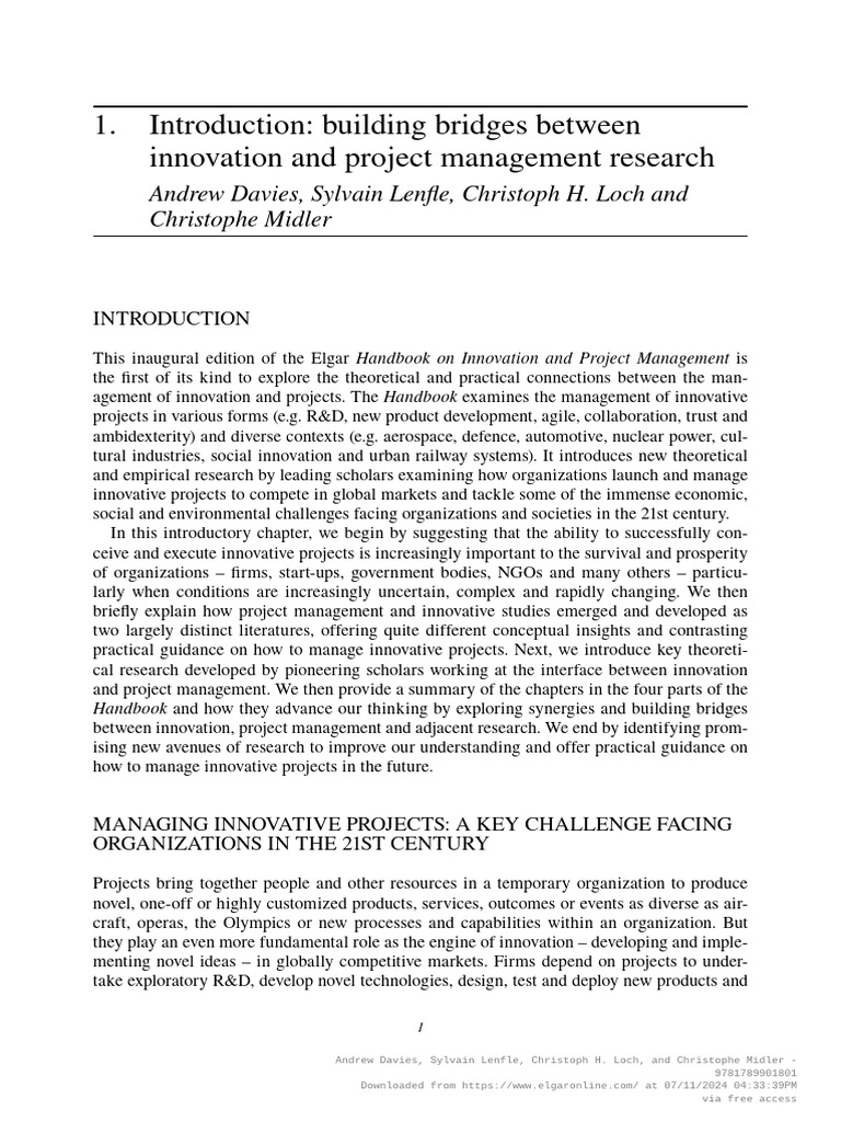 Managing Innovation in Projects Handbook | PDF | Project Management ...