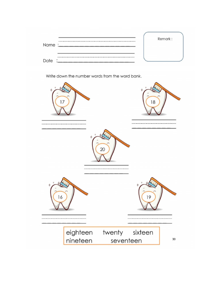 Number Word PDF Language Arts & Discipline