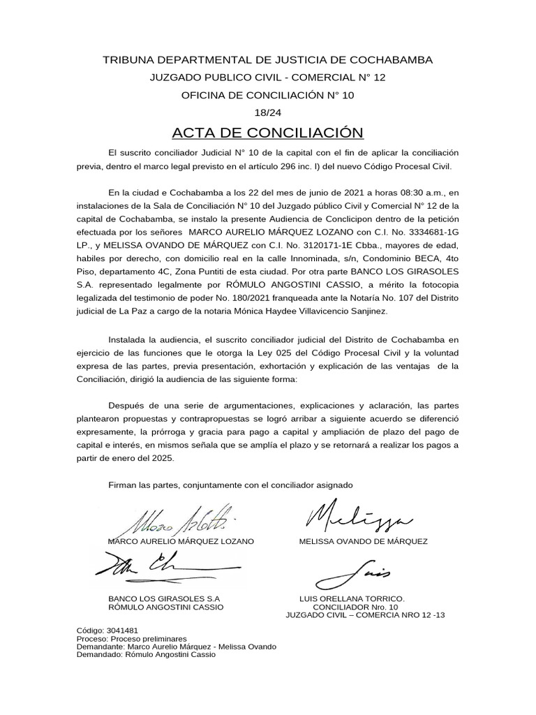 Acta de Conciliación | PDF | Justicia | Crimen y violencia