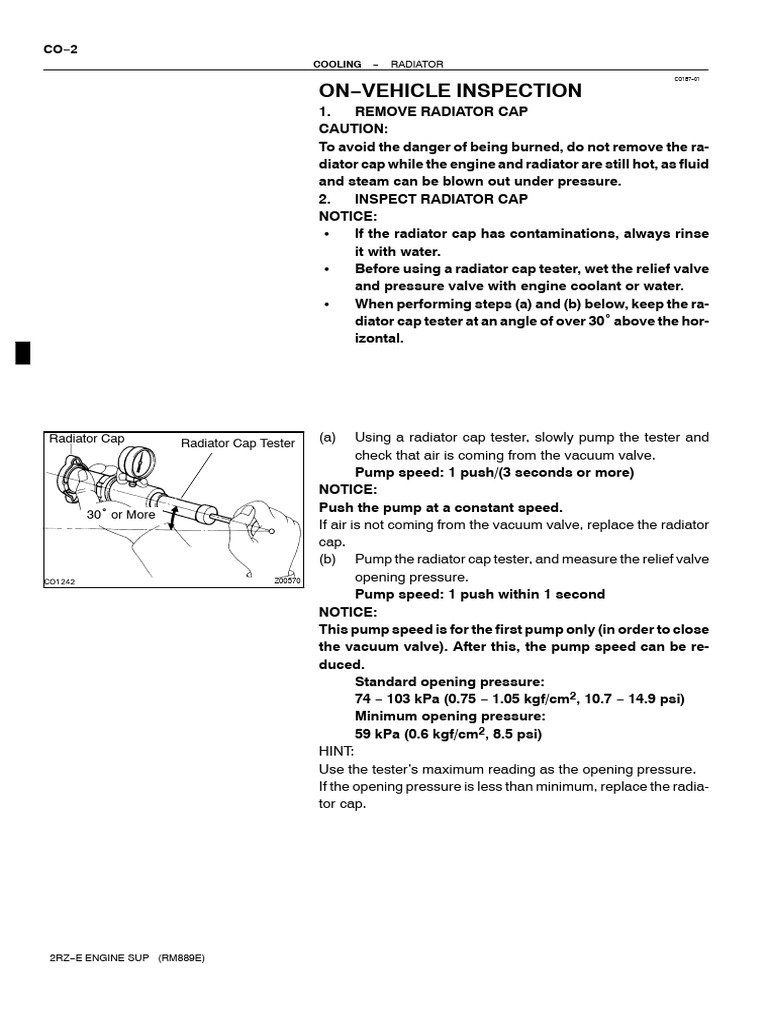 On-Vehicle Inspection | PDF | Radiator | Pump