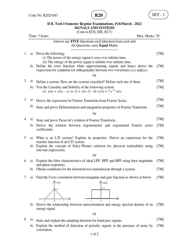 Signals and Systems Feb 2022 | PDF | Fourier Transform | Fourier Series