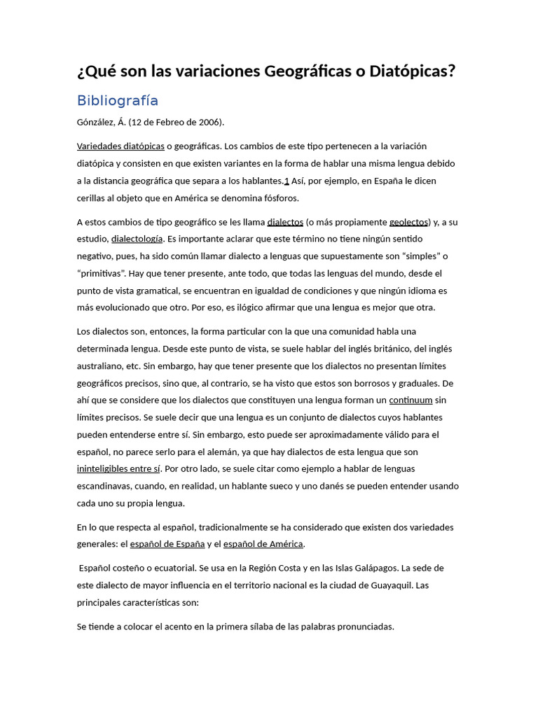 Qué Son Las Variaciones Geográficas o Diatópicas Nayely | PDF ...
