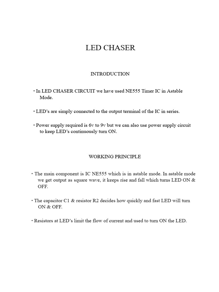 LED Chaser Circuit with NE555 Timer | PDF