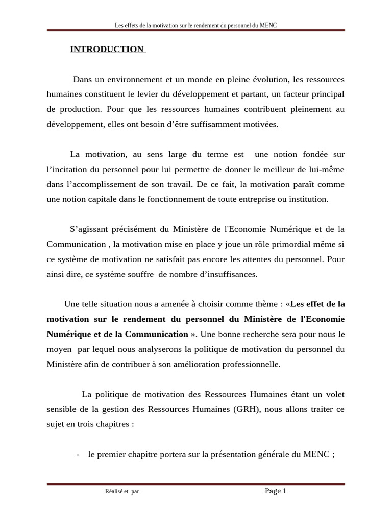 Impact de la motivation sur le MENC | PDF | Motivation | Motivant