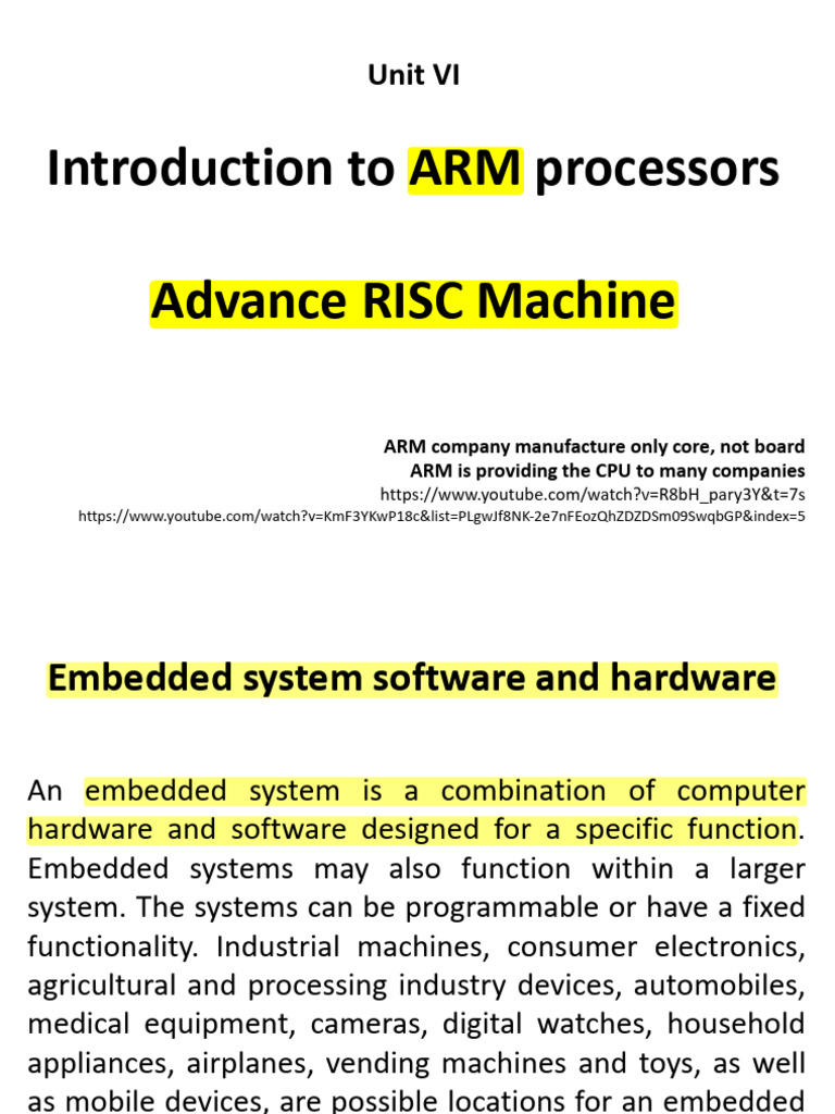 Overview of ARM Processors and Embedded Systems | PDF | Embedded System ...