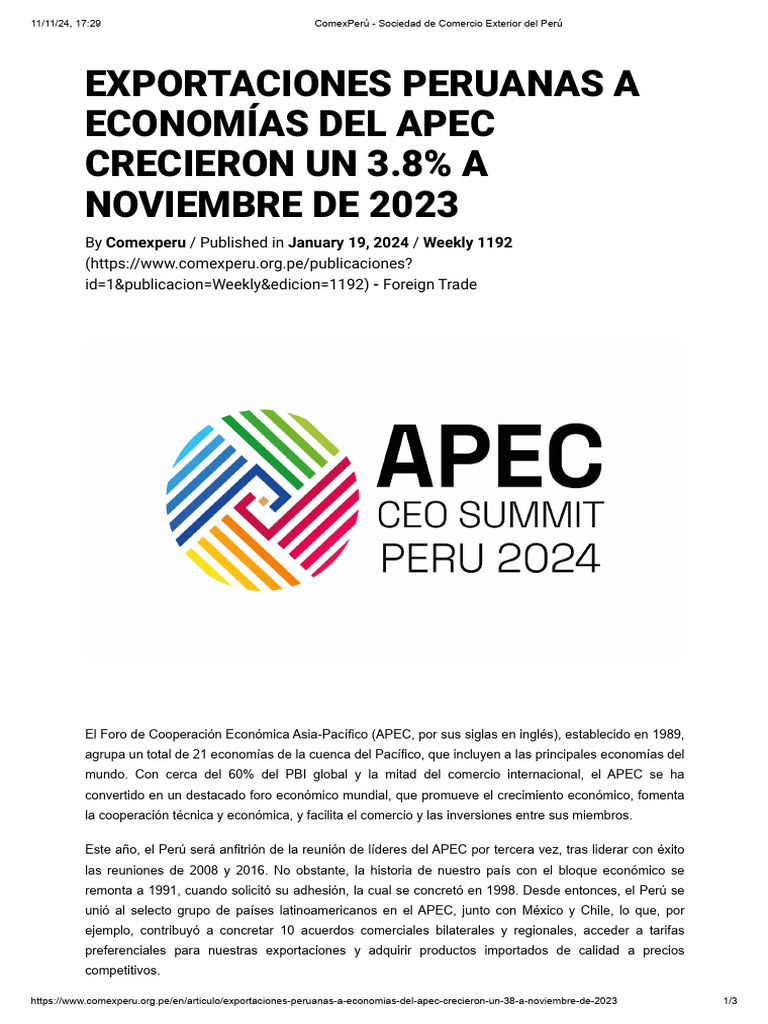 APEC | PDF | Cooperacion economica Asia Pacifico | Perú
