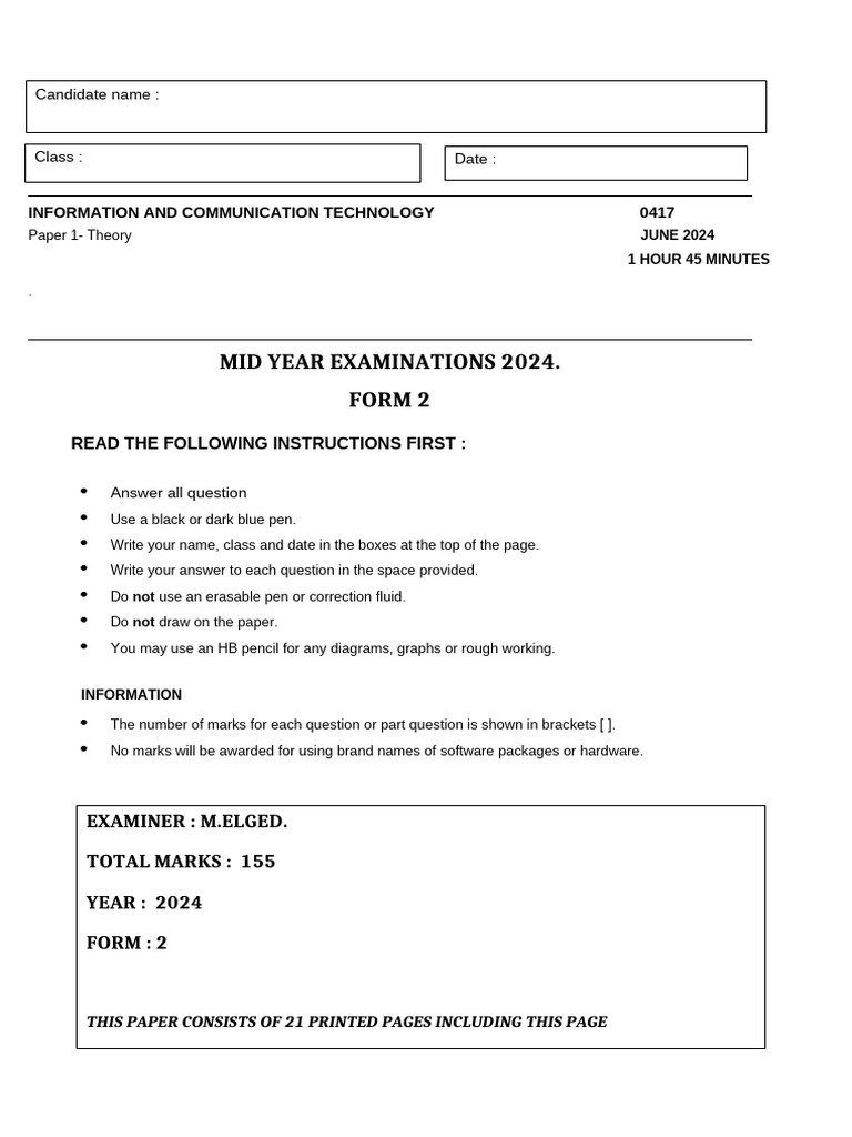 ICT Exam Instructions and Guidelines | PDF | Solid State Drive | Laptop