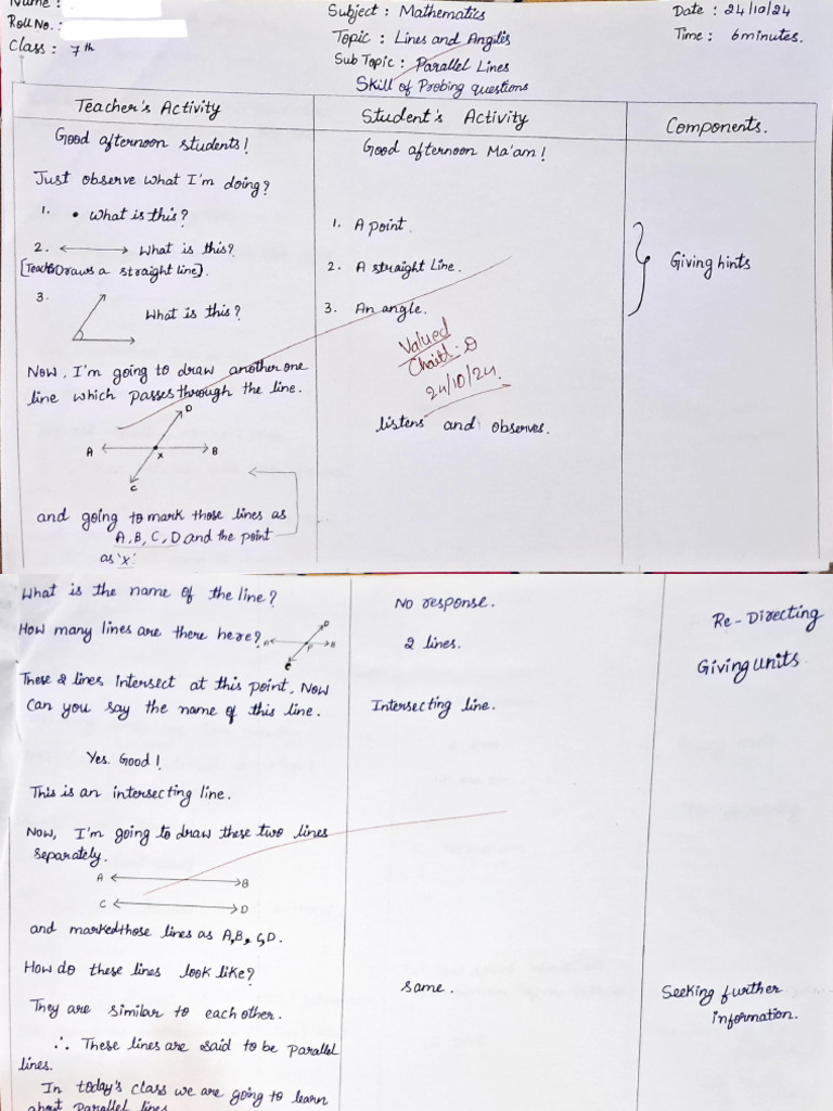 Skill of Probing Questions Mathematics Parallel Lines | PDF