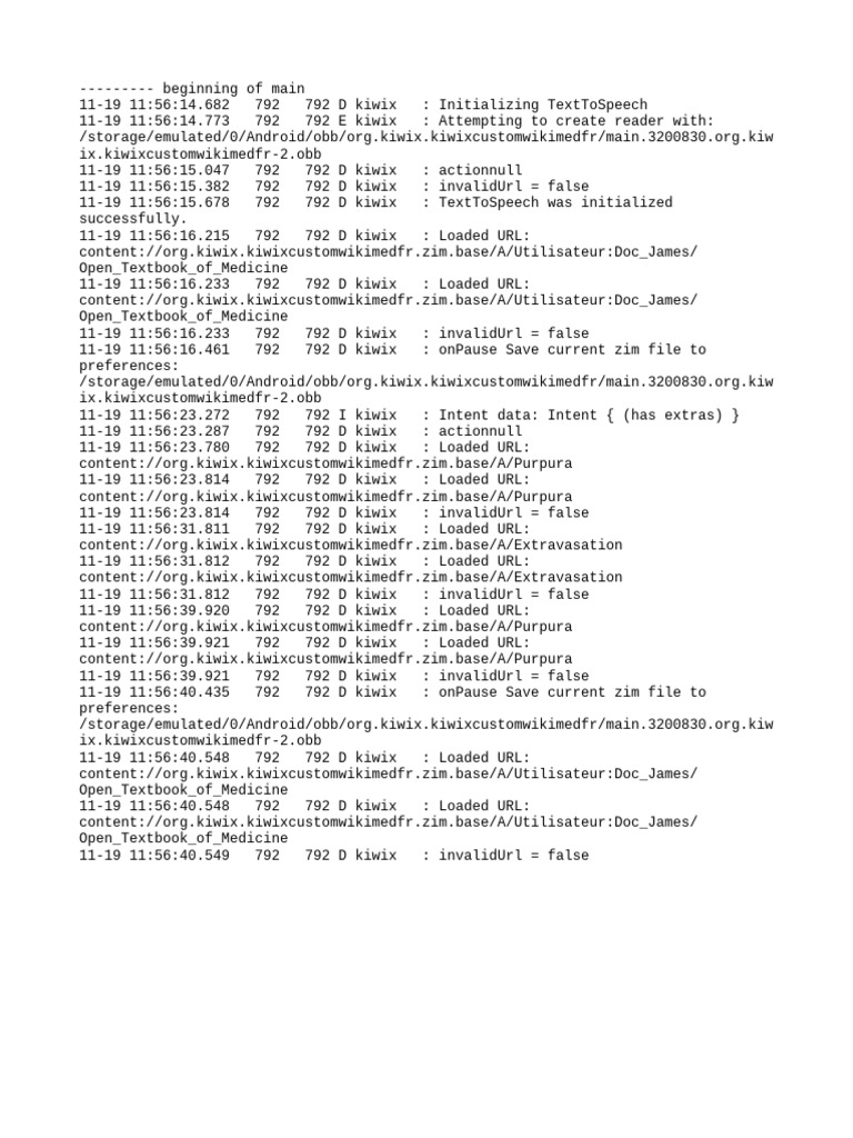 Kiwix TextToSpeech Initialization Log | PDF | Software | Internet