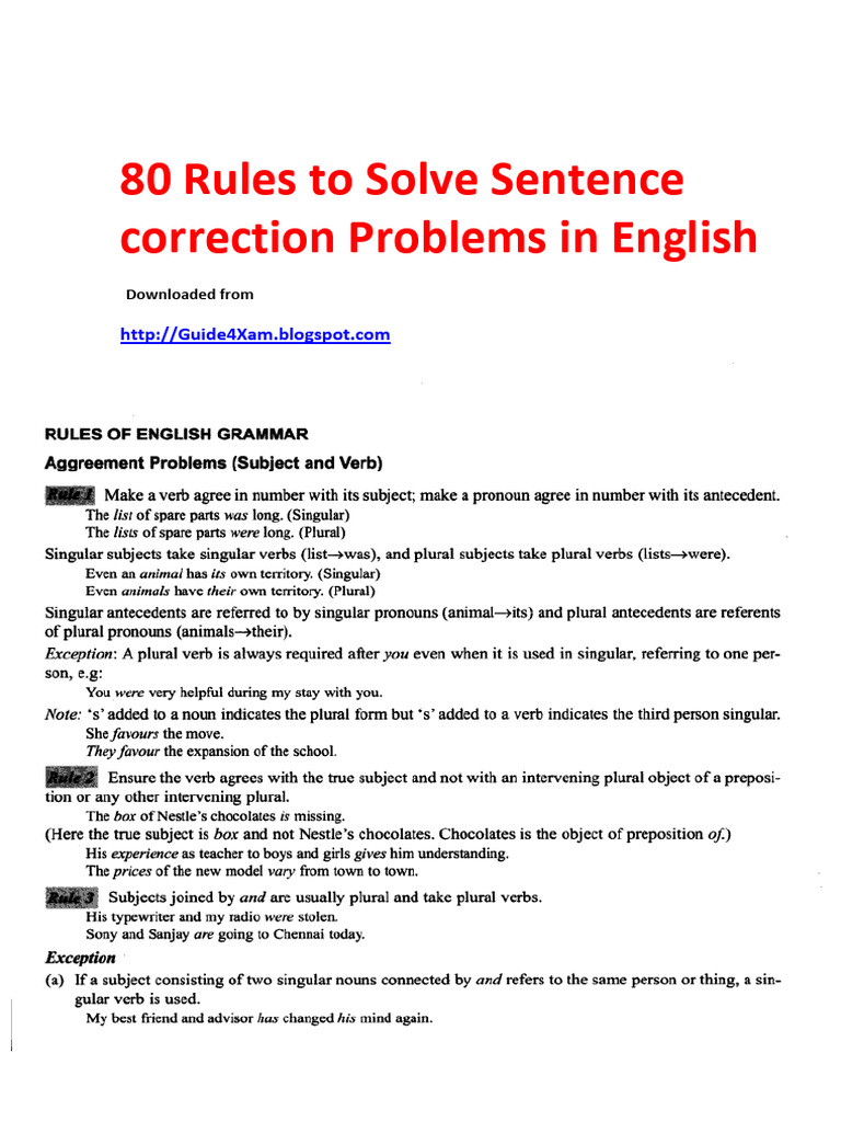 80 Rules to Solve Sentence Correctionpdf Compress | PDF