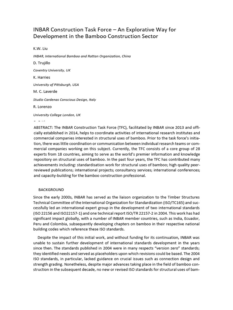 INBAR Task Force: Advancing Bamboo Standards | PDF | International ...