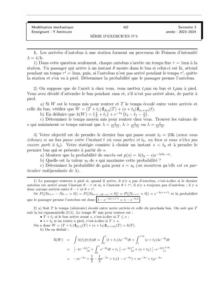 Corr TD3 YA | PDF | Mathématiques | Mathématiques appliqués
