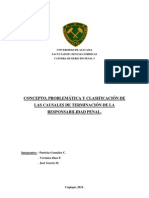 Concepto, problematica y clasificación de las causales de terminacion de la responsabilidad penal