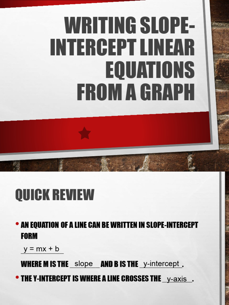 Writing Slope-Intercept Equations Guide | PDF | Mathematical Concepts ...