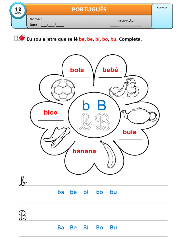 Atividades com a letra B para 1º ano | PDF