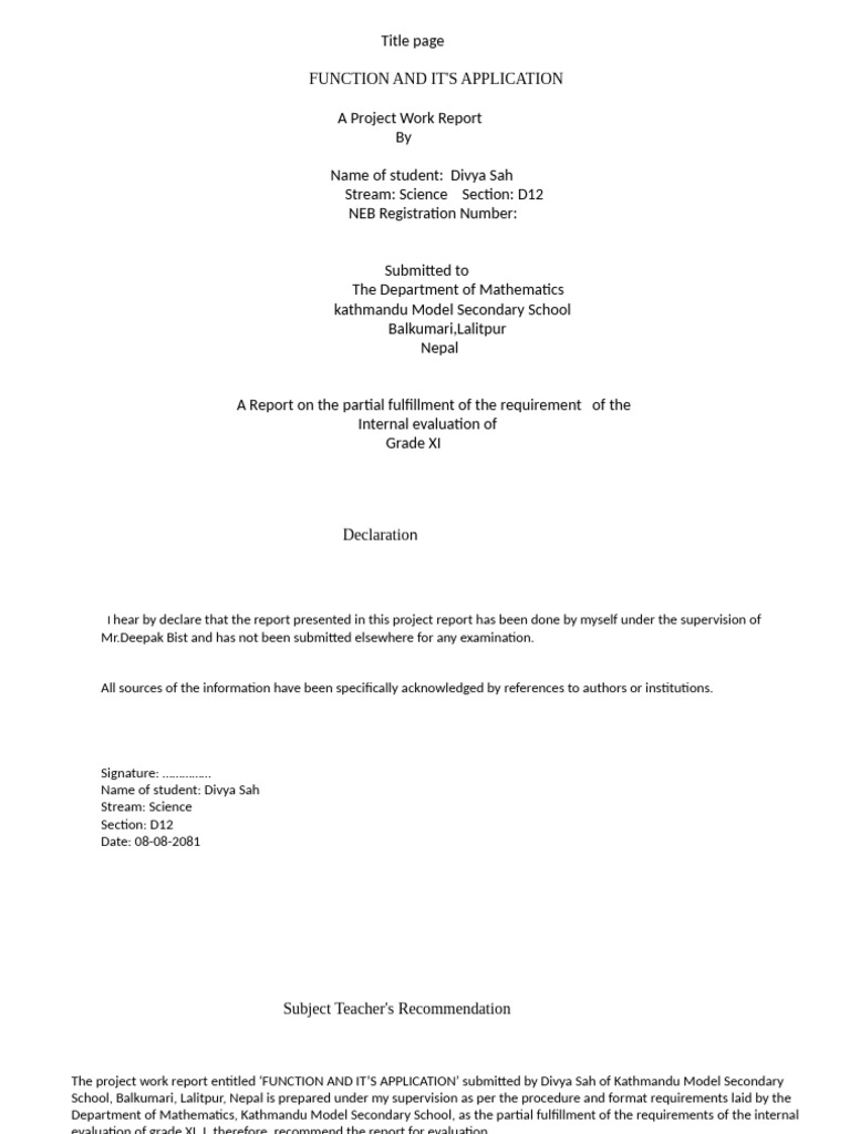 Functions and Their Applications Report | PDF | Function (Mathematics ...