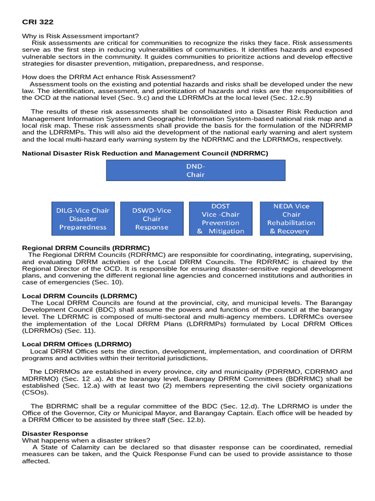 CRI 322 Final Exam | PDF | Emergency Management | Risk Assessment