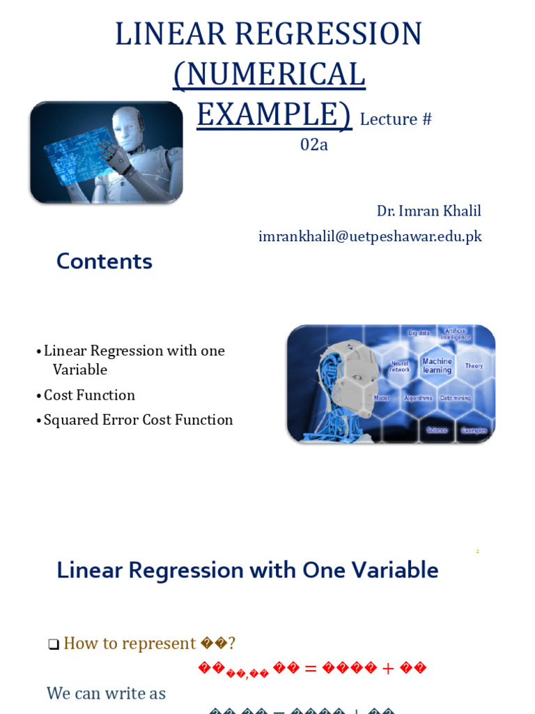 ML Lecture # 02a LR (Solved Example) | PDF | Linear Regression ...