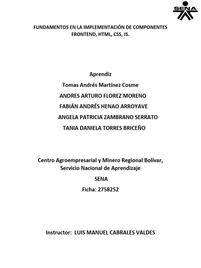 Fundamentos en la implementaci n de componentes frontend pdf html