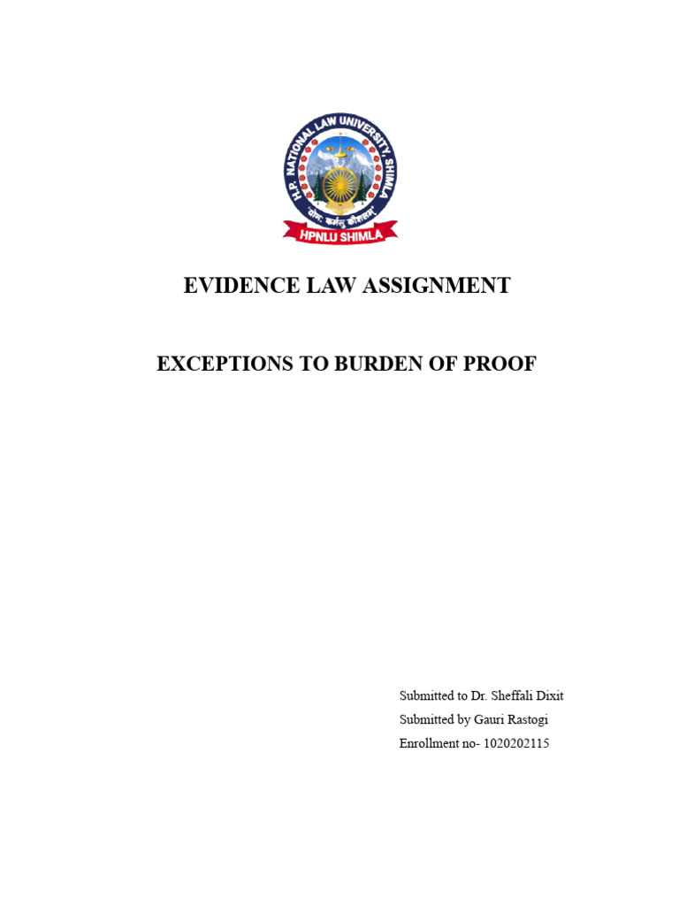 Exceptions to Burden of Proof in India | PDF | Burden Of Proof (Law ...