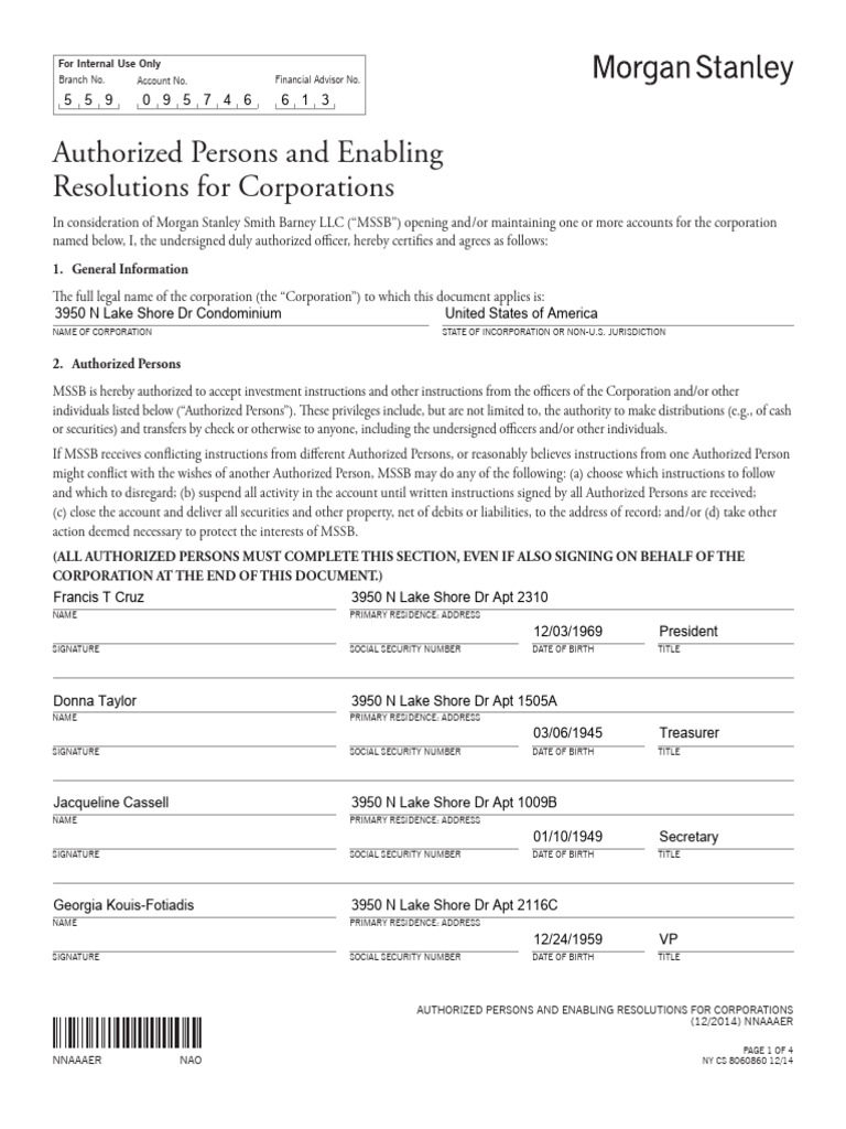 Auth Pers & Enabling Resolution For Corp, 3950 N Lake Shore DR | PDF ...