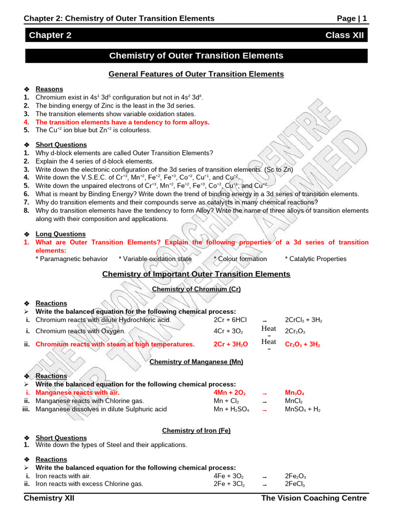 2-PQs2 | PDF | Transition Metals | Manganese