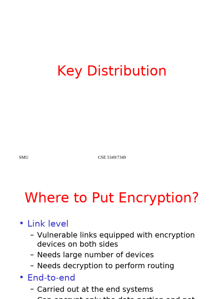 Key Distribution | PDF | Public Key Cryptography | Encryption