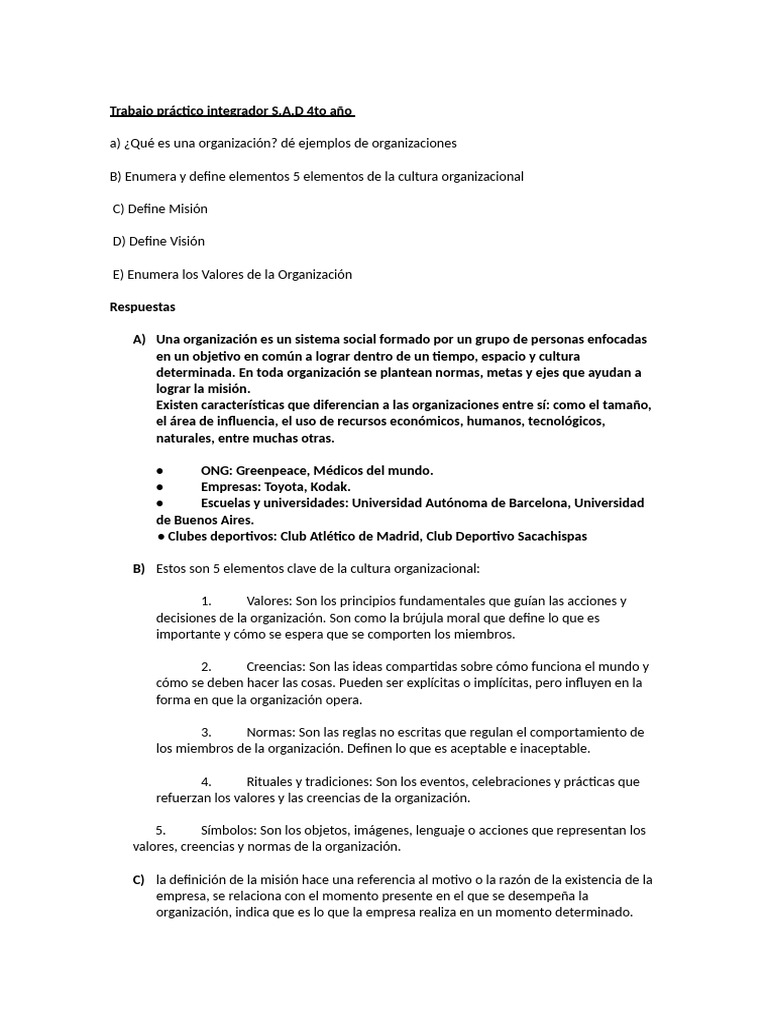 Trabajo Práctico Integrador SAD 4to Año | PDF | Business | Creatividad