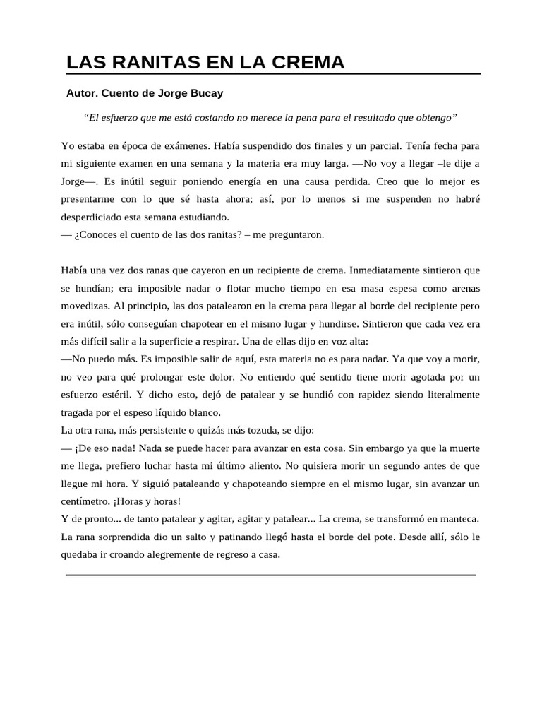 La lección de las ranitas en la crema | PDF