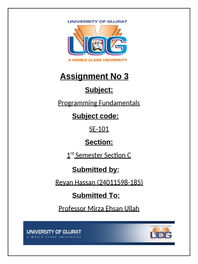 Programming Fundamentals Assignment | PDF